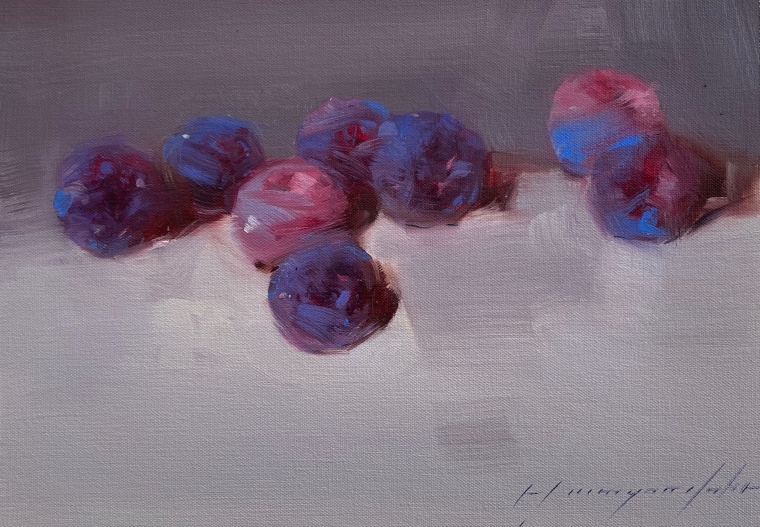 Plums, Original oil Painting, Handmade artwork, One of a Kind                    